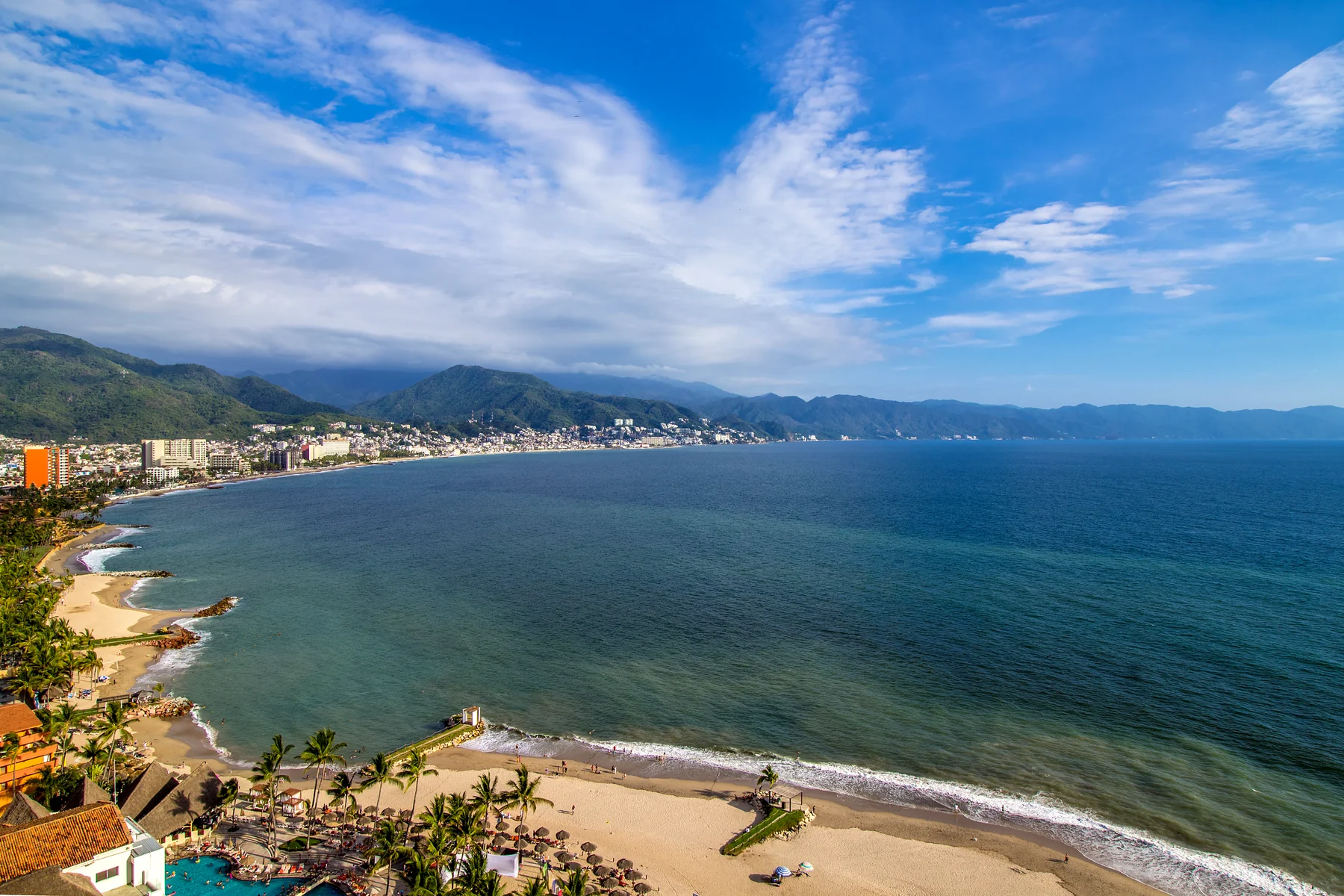 Banderas Bay and the Puerto Vallarta coastline, from above