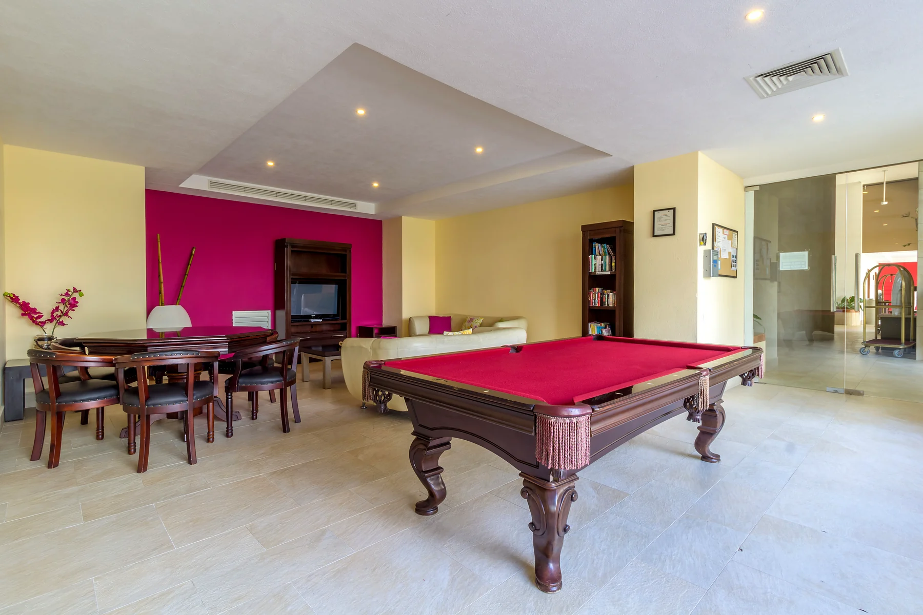 The games room at the Grand Venetian, with a billiard table
