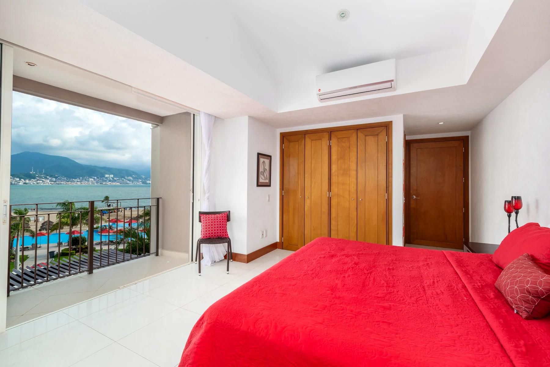 The bay and the gardens seen from the red bedroom