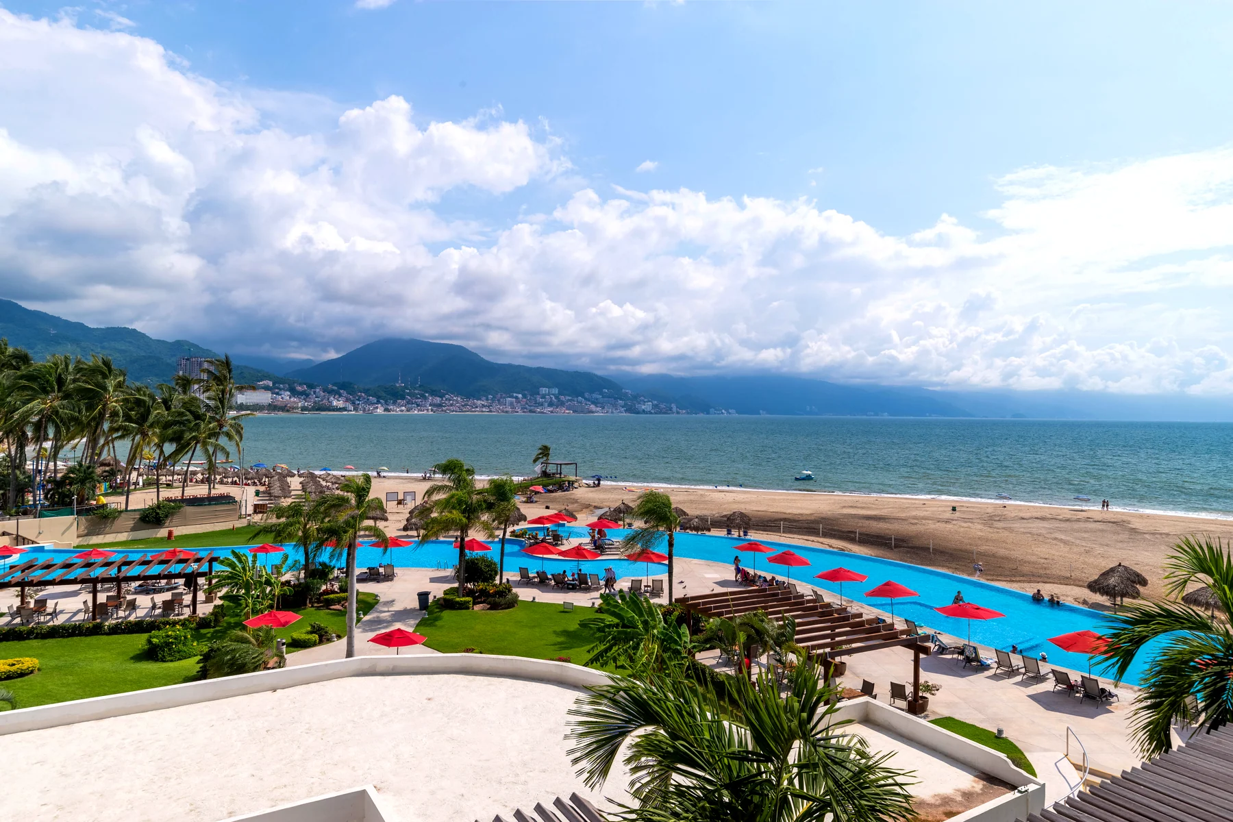 Banderas Bay, the pools and the beach from the terrace